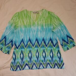 Chico's Vibrant Green and Blue Tunic